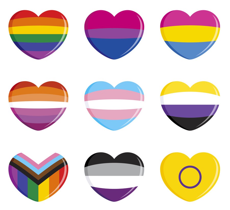 Pride flags in heart shapes