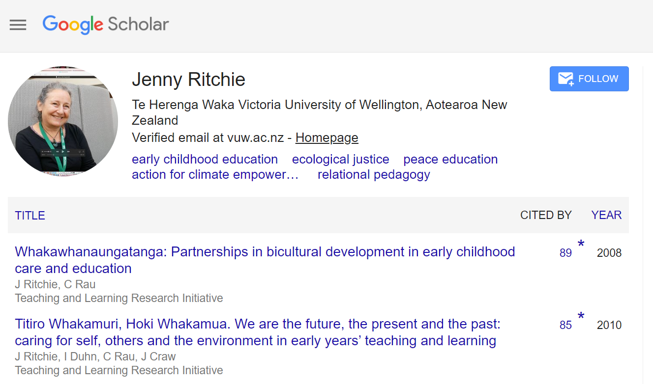 Image of Google Scholar profile of Jenny Ritchie